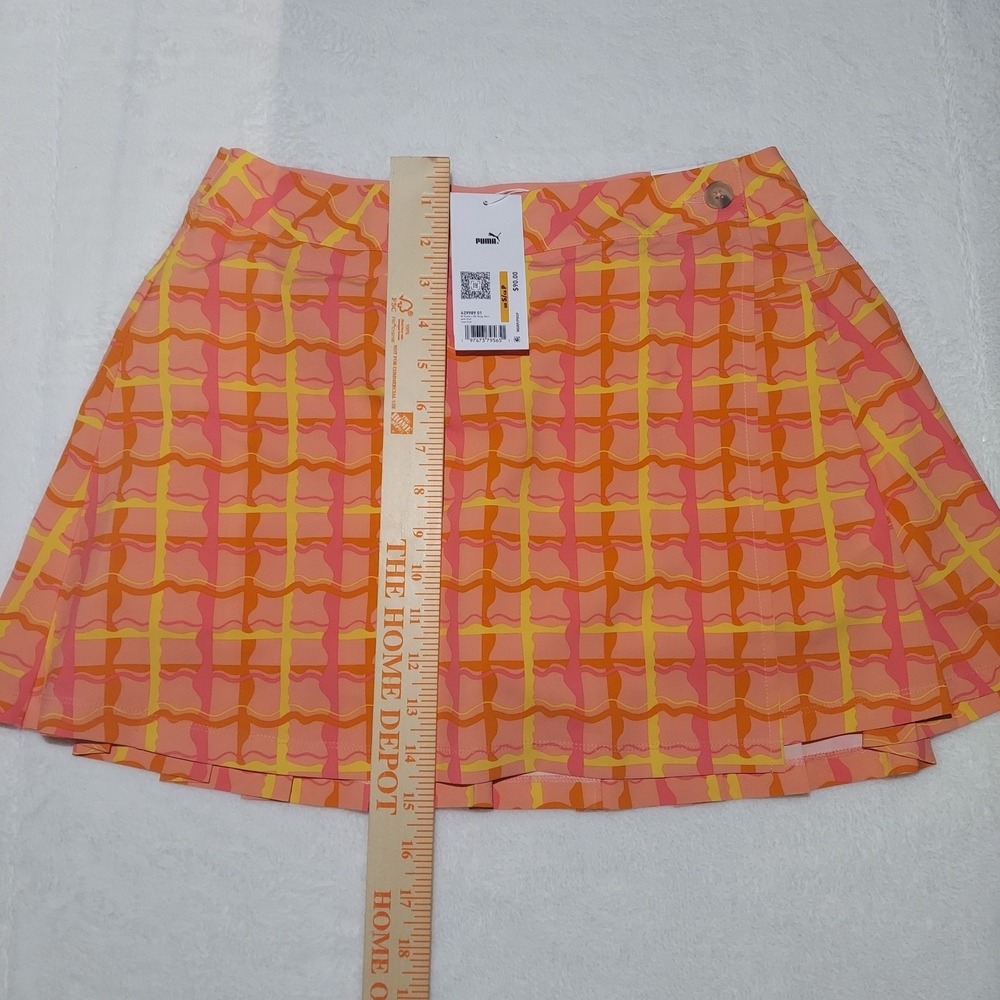 Puma Wrap Skirt Womens Size Small Pink Orange Plaid New Puma x Dazey 629989 01 - Picture 3 of 11